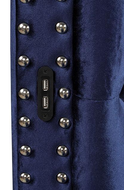 SANSOM E.King & Queen Bed, Black, Blue, & Grey