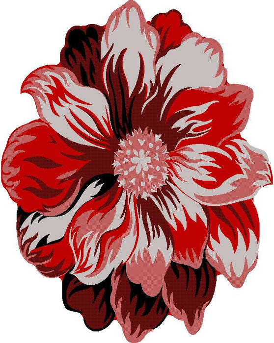 305 Grey/Red - Flowers
