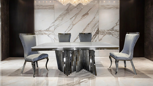 Basilicata 7 Pc Dining Table Set Chrome